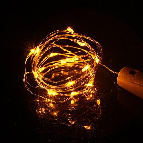 Guirlande lumineuse pour bouteille de vin en forme de liège 1m/2m, LED cordes avec bouchon de bouteille décorations, pour halloween, fête de noël: Yellow / 2m 20leds
