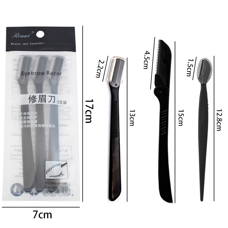 3 Pcs Wenkbrauw Trimmer Gezicht Scheermes Wenkbrauw Draagbare Blades Scheerapparaat Mes Haar Remover Set Up Wenkbrauw Profiler Gereedschap