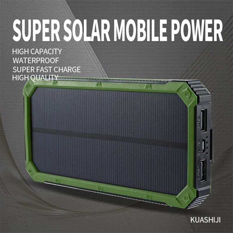 Huge Capacity Solar Power Bank 50000mAh Dual-USB Waterproof Solar Power Bank Battery Charger For All Phone Iphone Huawei Xiaomi