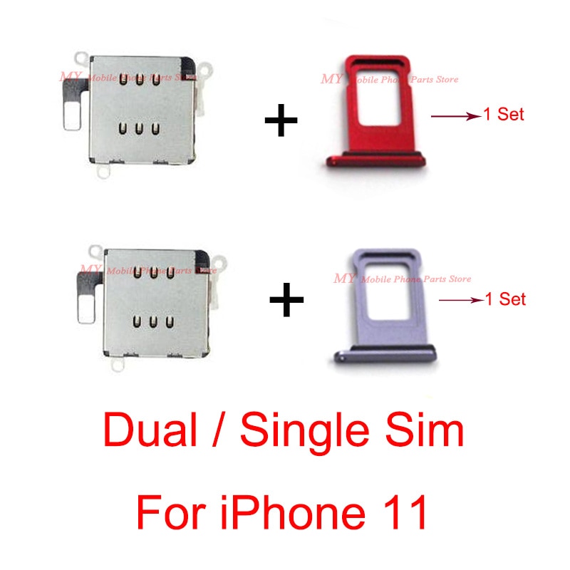 1 Juego de ranura para tarjeta Sim Dual, Cable flexible + bandeja de tarjeta Sim Dual, lector de soporte para iPhone 11, iPhone 11, piezas de repuesto