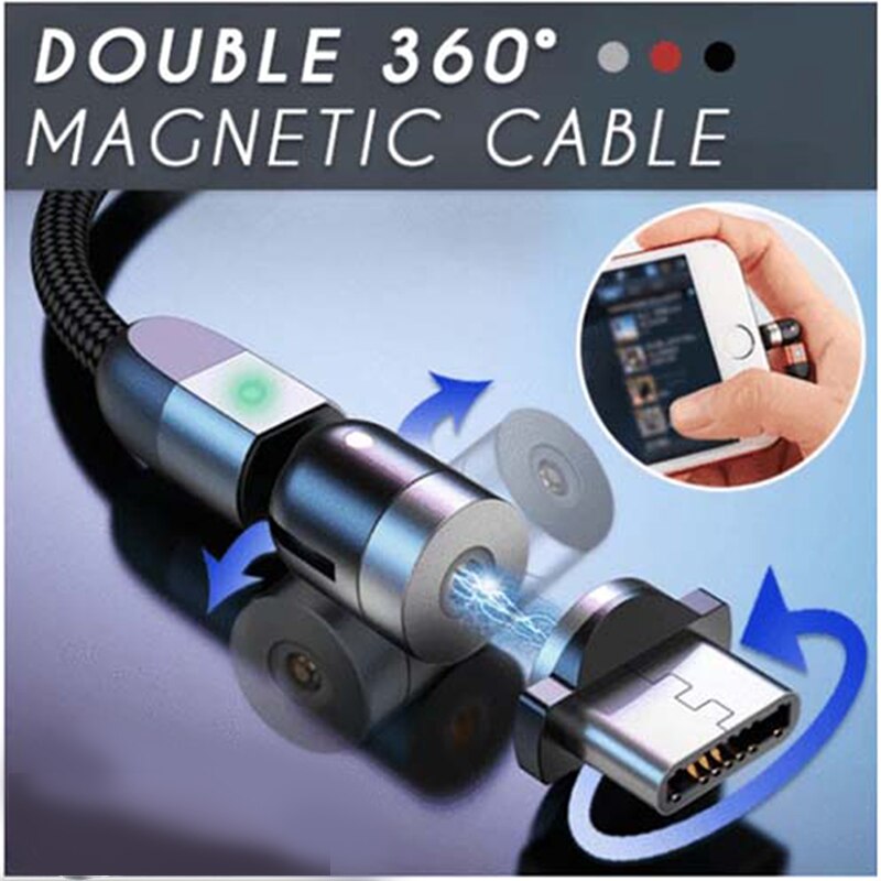 Double 360degree Magnetic Cable Kit with Triangular Indicator 5A Fast Charge Data Cable DOM668