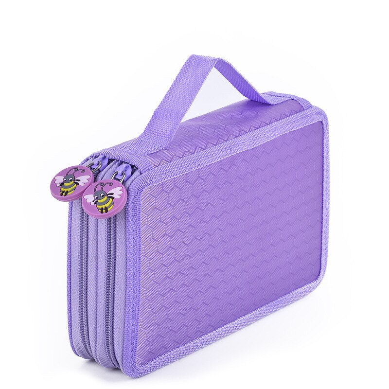 Söpö koulu penaali tytöille pojille penaali 2 kerrosta 32 reikää monikynälaatikko kawaii iso patruuna laukku paperitavarat: Violetti