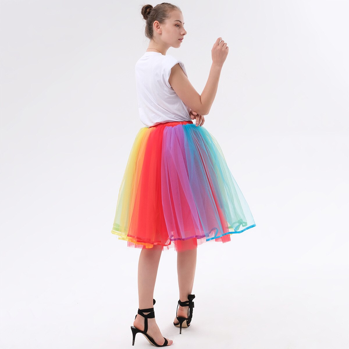 Familie Ouder-kind Meisjes Pak Puff 5 Lagen Tutu Tule Rok Voor Party Dance Kinderen Volwassen Regenboog Bretels gaas Rok