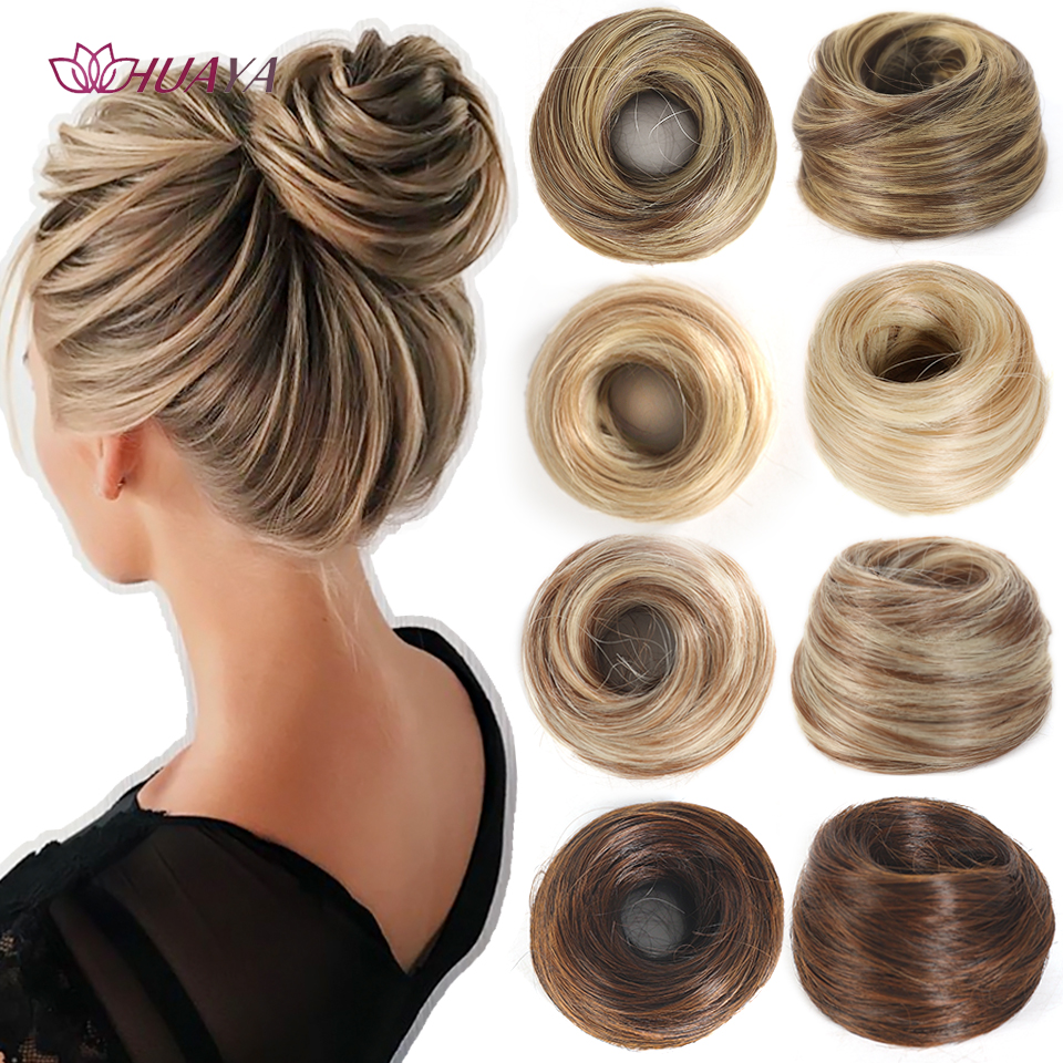 Moño desordenado, extensión de moño recto, Mini banda de goma, moño para el pelo, peluca de Donut sintética, accesorio, moño Updo