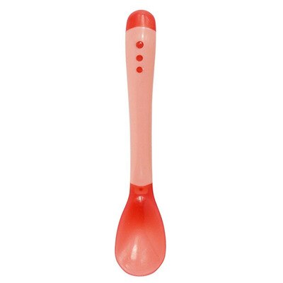 3 Kleuren Temperatuur Sensing Lepel Voor Kinderen Jongens Meisjes Siliconen Lepel Voeden Baby Lepels Peuter Bestek: red