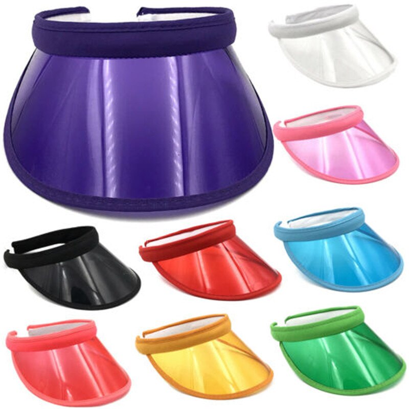 Mode Zomer PVC Zonneklep Hoed Unisex Hoofdband Cap Uv-bescherming Transparante Outdoor Wandelen Sport