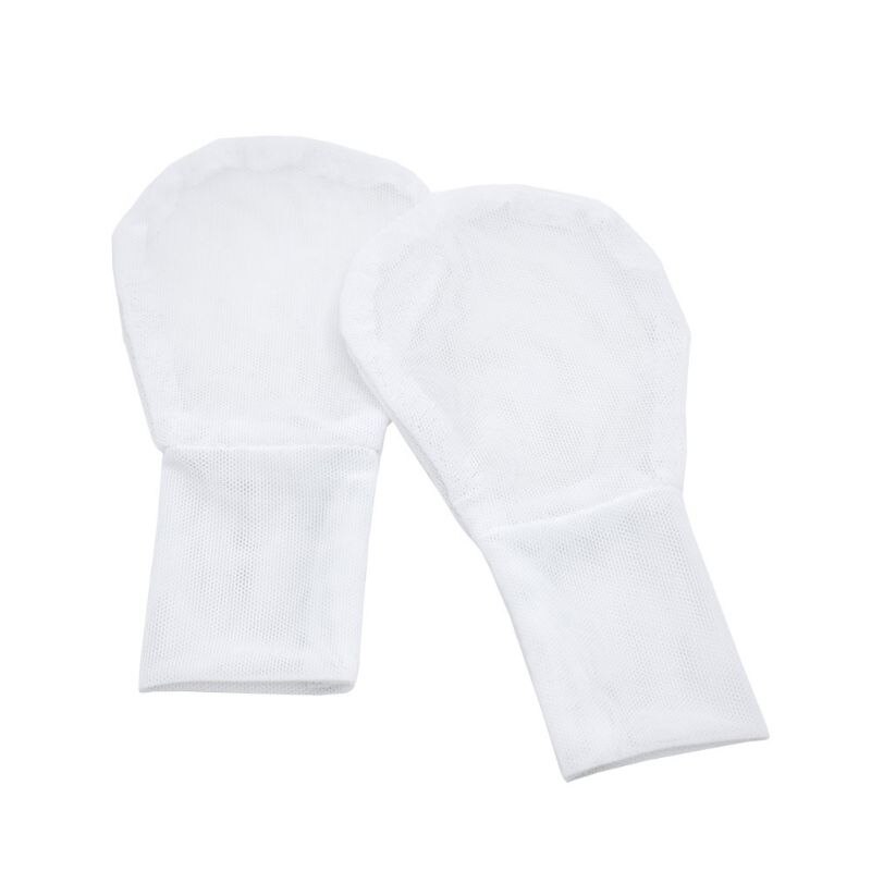 Mitones antiarañazos para recién nacidos, guantes de malla para bebé, guantes de protección para niños, mitones faciales 4XFE: White