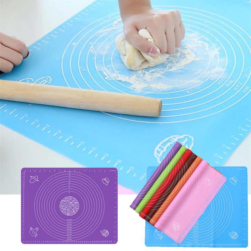 Non-stick Silicone Baking Mat with Scale Dough Pad Kneading Dough Non Stick Pastry Crepes Pizza Dough Mats Kitchen Baking Tools
