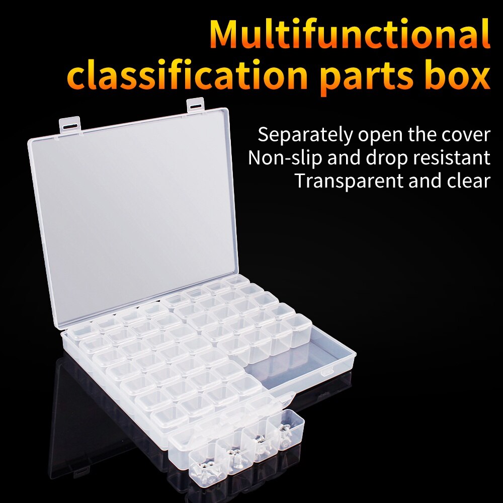 LUXIANZI boîte de rangement d'outils en plastique 29/56 grilles, boîte de rangement d'outils en plastique anti-poussière Portable bijoux perle matériel scellé organisateur de sécurité boîtier en plastique