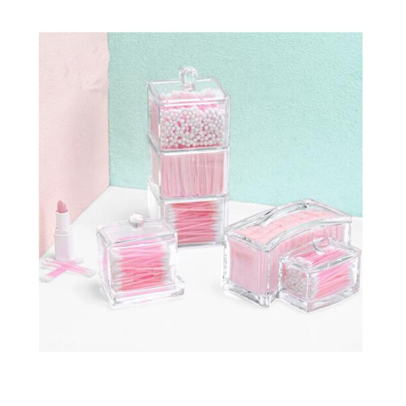 Boîte de rangement carrée transparente pour coton-tige, boîte acrylique transparente, dissolvant de maquillage, coton cosmétiques, bijoux, rouge à lèvres