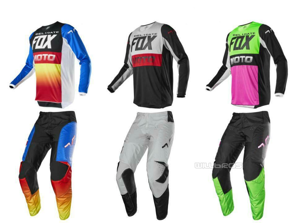 Delicate FOX 180 Fyce Gear Set Motorbike Street Moto Mountain Bicycle Cycling Suit Motorcycle Suit Black Grey Kit