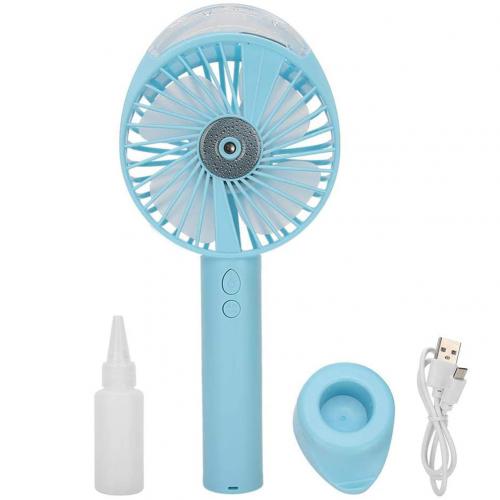 Mini Portable Handheld Water Mist Spray Cooler USB Rechargeable Cooling Fan: Blue