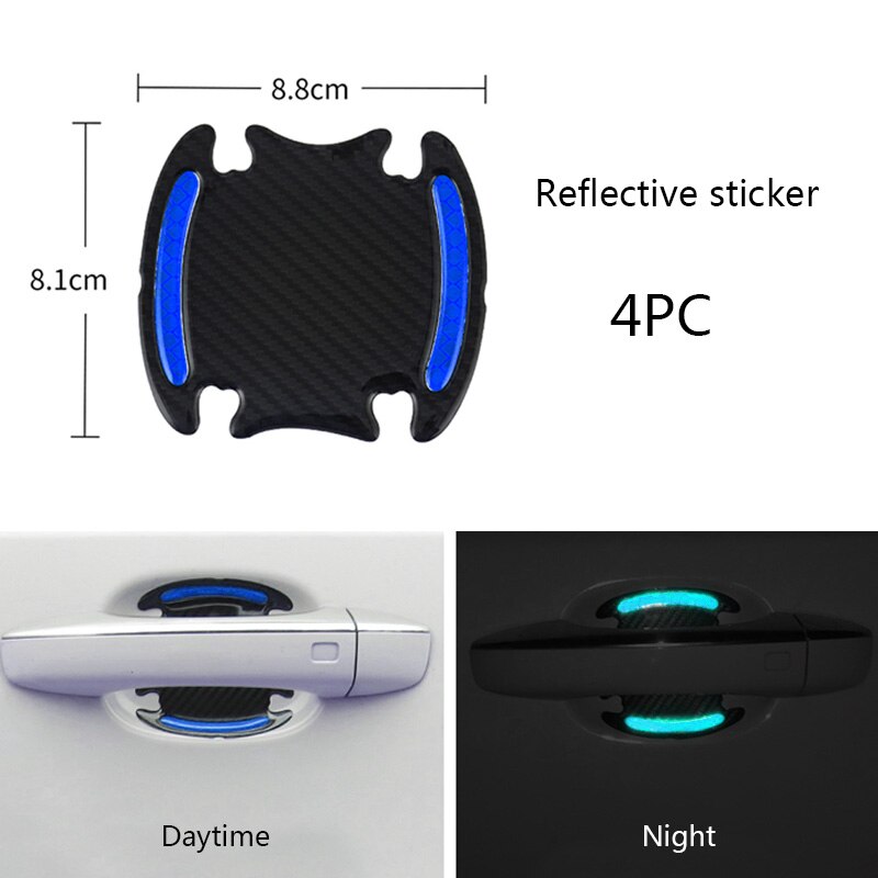 Voiture autocollant réfléchissant poignée de porte Protection bol de porte pour Peugeot 3008 208 308 508 408 307 4008 voyageur Expert: 4pcs blue bowl