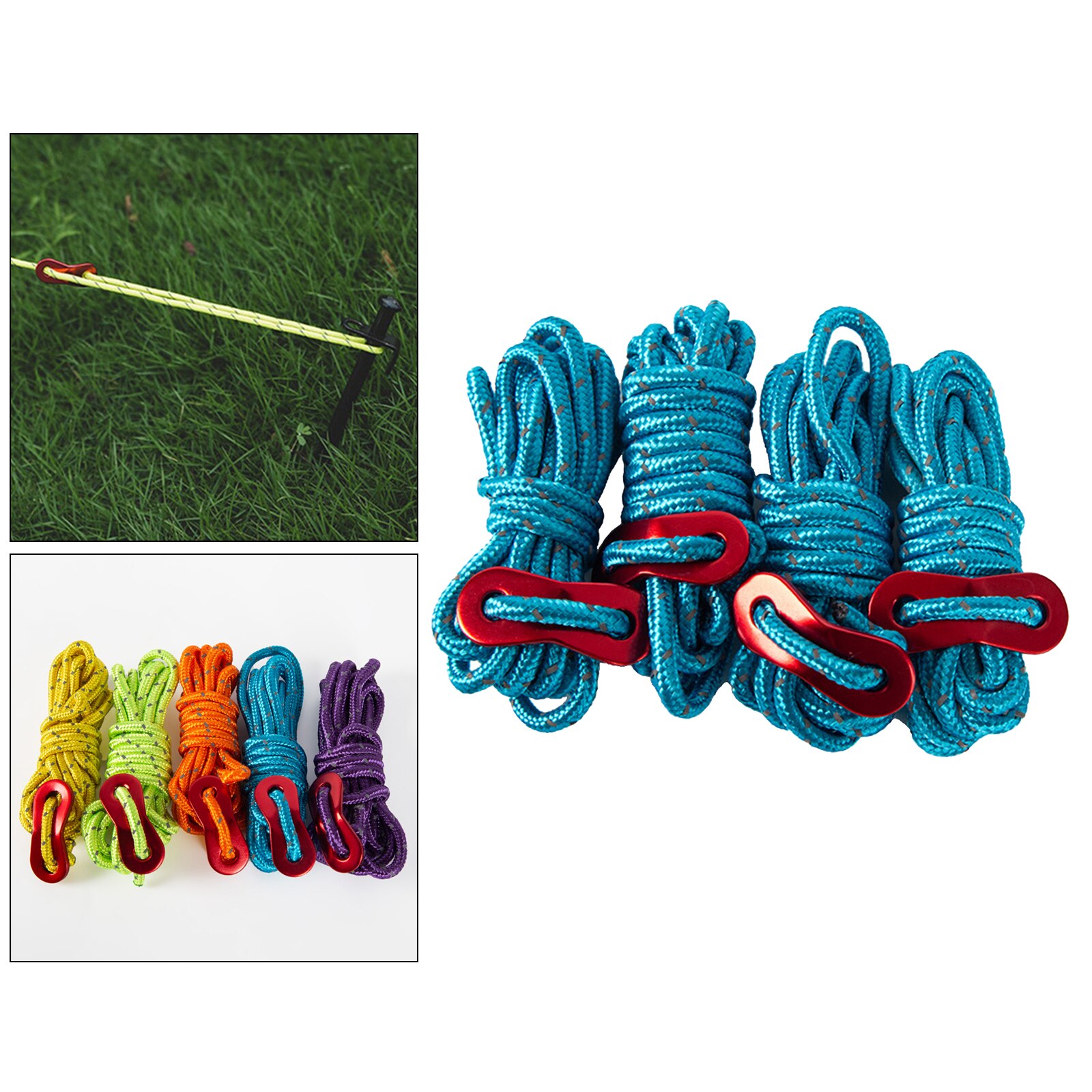 Pack de cordes réfléchissantes 4mm, corde de guidage pour tente, Camping, randonnée, barbecue, 2 mètres
