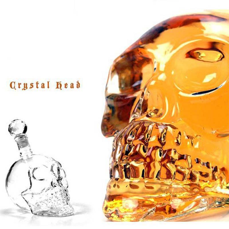 350/500/1000ML Crystal Skull Bottle Vodka Skull Shot Glass Bottle With Cork Skull Head Glass Carafe For Whisky Wine Spirits