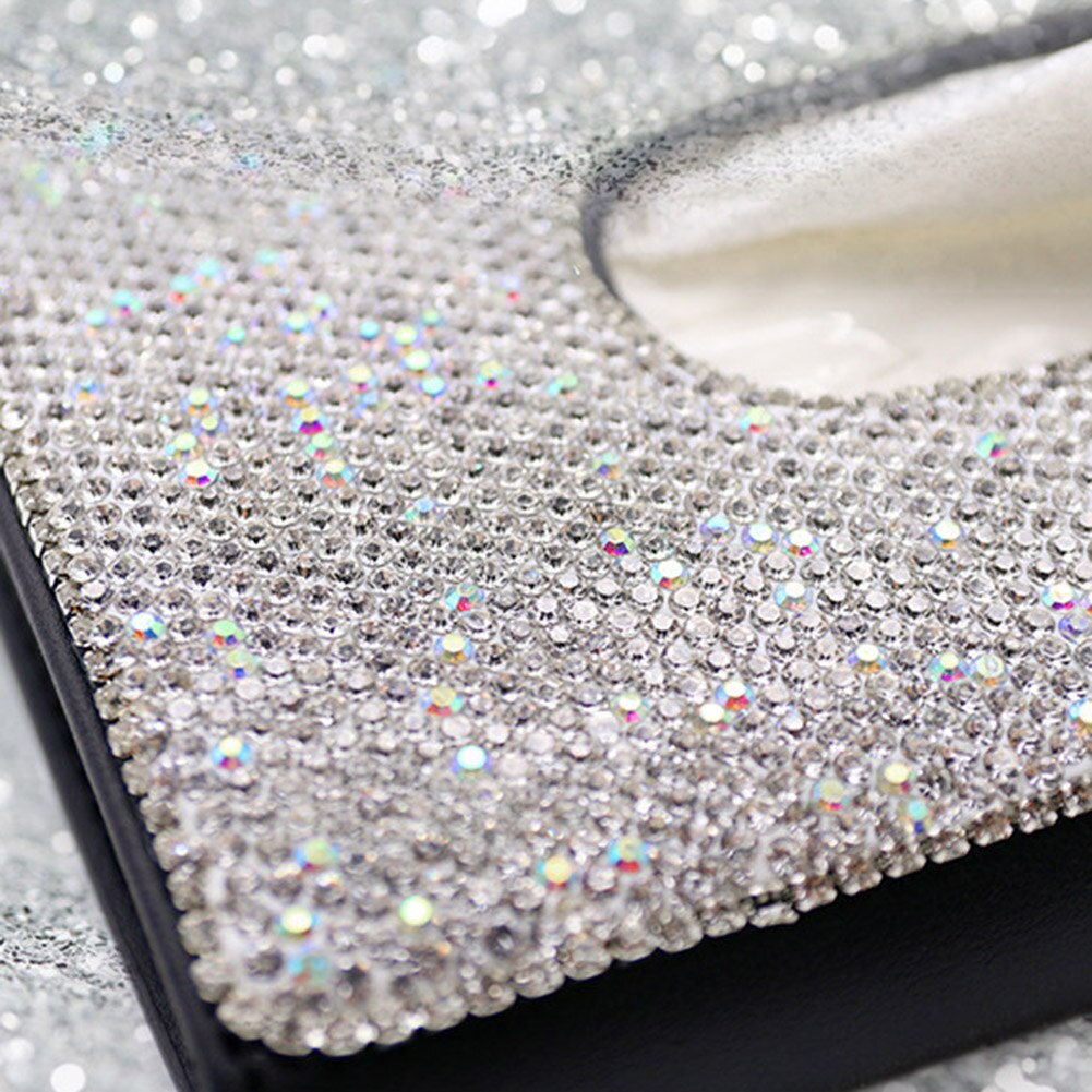 Auto kristallen tissue doos zonneklep diamant leren auto tissue papier houder hoes zonneklep hangende servet accessoires