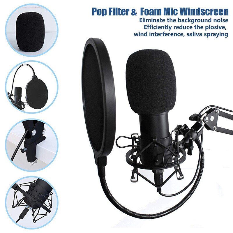 Usb mikrofon kit usb computer cardioid mic podcast kondensatormikrofon med lydchipsæt til pc karaoke, youtub
