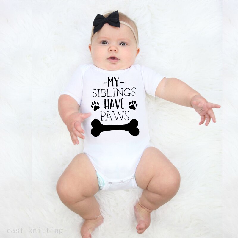 DERMSPE Zomer Pasgeboren Baby Jongens Meisjes Korte Mouw Letter Print Mijn Sibling Hebben Poten Romper Jumpsuit Baby Kleding