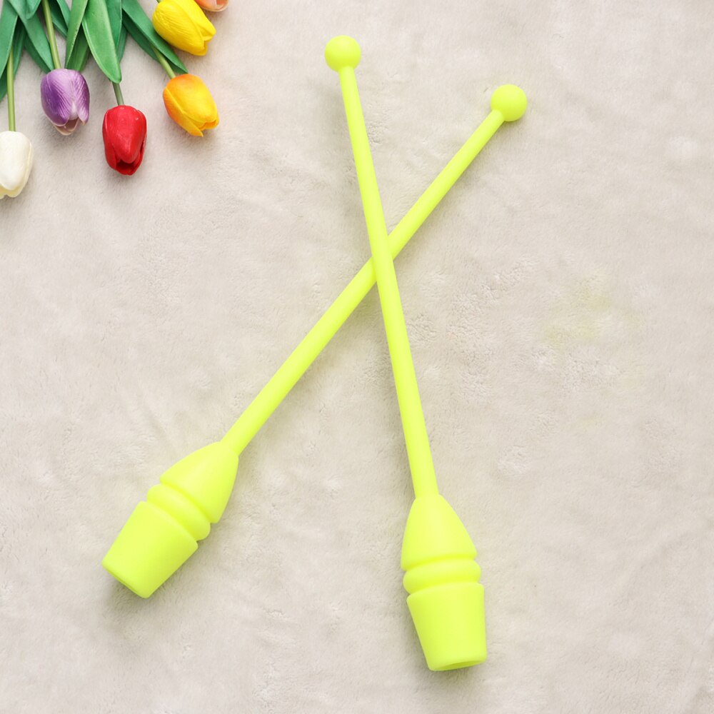1 Pair Artistic Gymnastics Stick Rhythmic Gymnastics Stick Dancing Sports Fitness Equipment for Children Adults (Yellow)