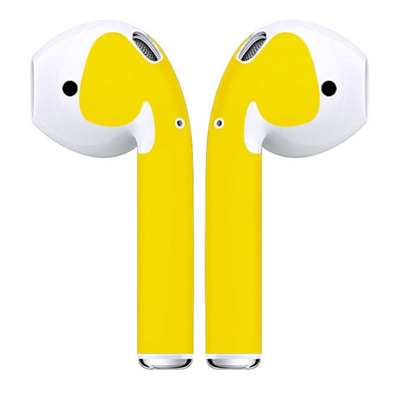 1 pair Multi-colored Autoadesivo Della Pelle di Protezione Senza Fili di Bluetooth del Trasduttore Auricolare Protettiva Avvolge Film Auricolare Paster per Airpods: Yellow