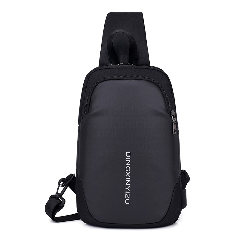 Male Shoulder Bags USB Charging Crossbody Bags Single Shoulder Strap Easy Matching Back Bag: black
