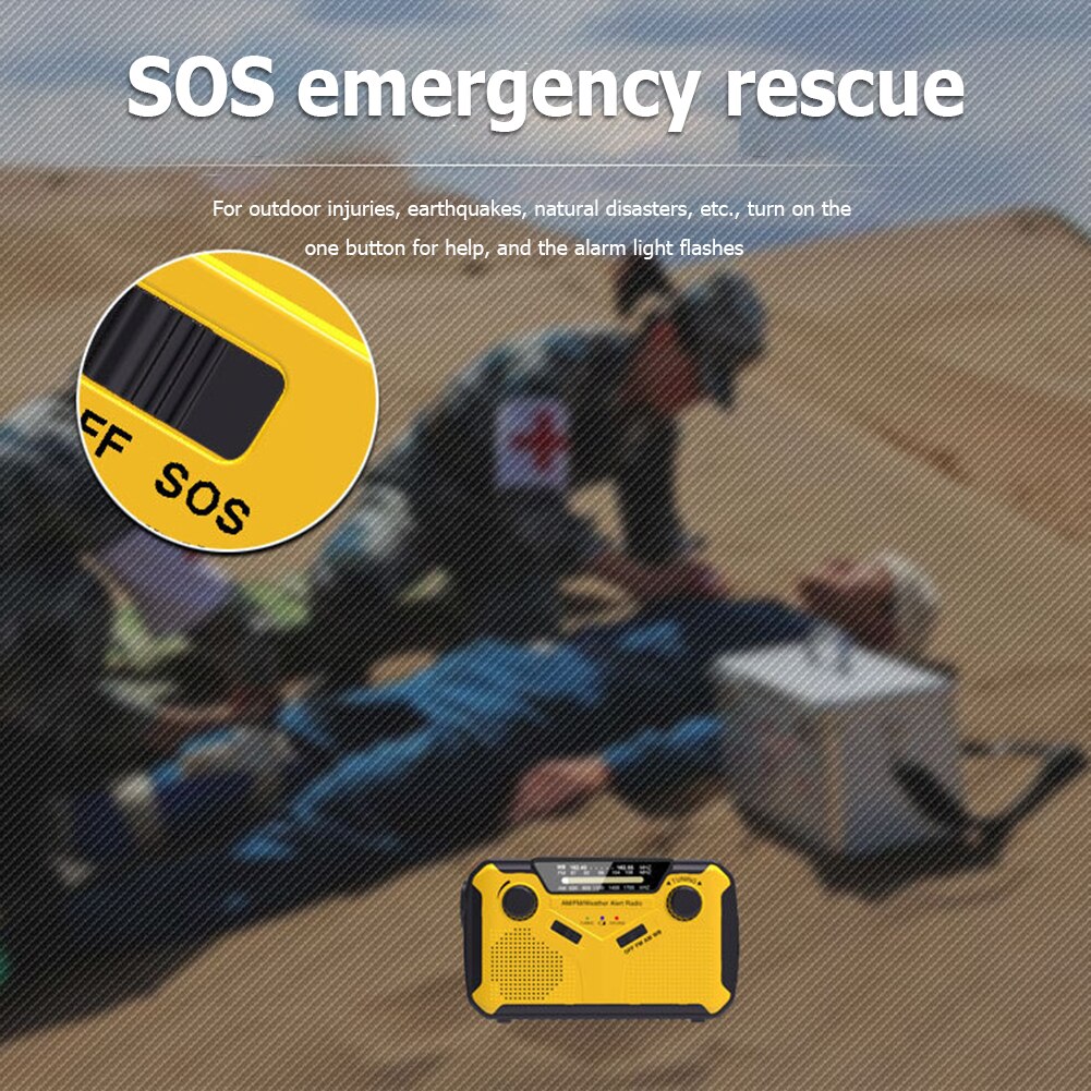Solar Hand Crank Radio Multifunctional Emergency Radio with LED Flashlight AM/FM/NOAA Weather Radio Power Bank phone charge SOS