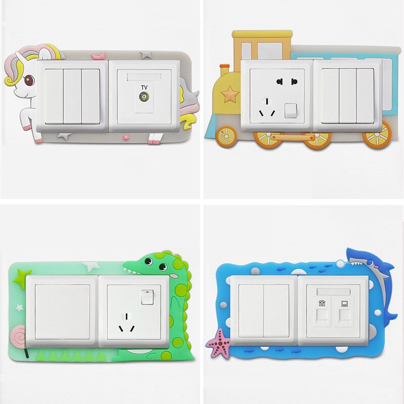 Double switch protective cover modern minimalist luminous switch wall stickers cartoon household socket switch decorative cover
