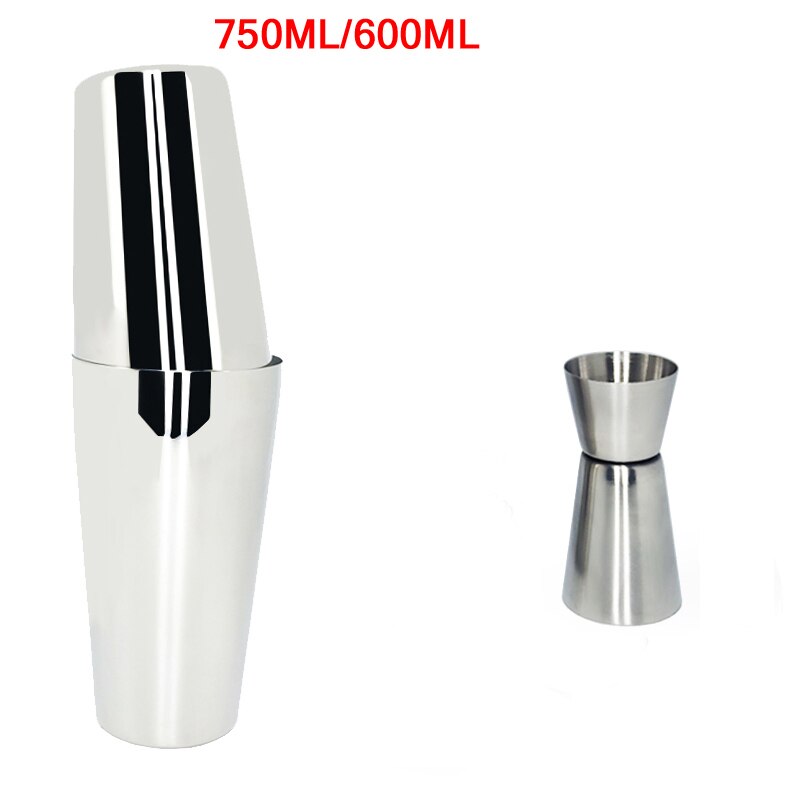 Stainless Steel 550ml/450ml/600ml/750ml Shaker Cup With Measuring Cup Cocktail Shaker Set Cocktail Kit Bar Tools Stand Recipe: 750 600ML15 30ML