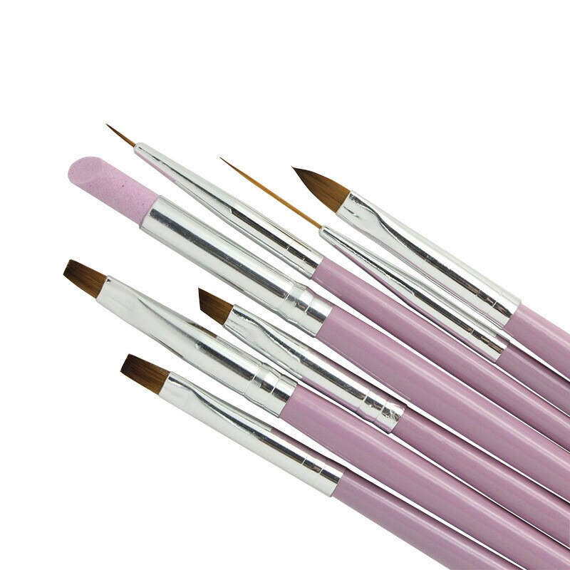 7Pcs Acrylic Liquid For Nail Acrylic Nail Art Pen Tips UV Builder Gel Painting Brush Manicure Set