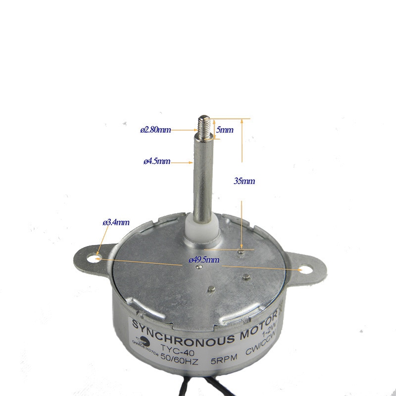 CHANCS TYC-40 Small Synchronous Motor 12V 5RPM DC Shaft 35mm Electric Motor for Ornamental Fiber Optic Christmas Tree