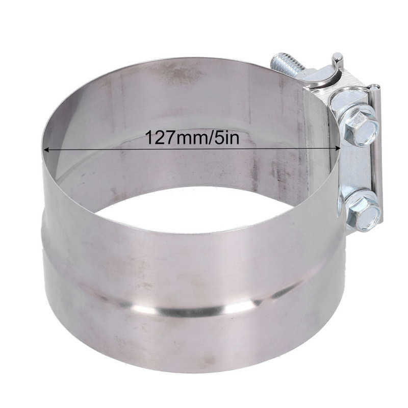 5in Stainless Steel Exhaust Pipe Coupler Band Clamp Lap Joint Connector for Muffler Downpipe Header Manifold
