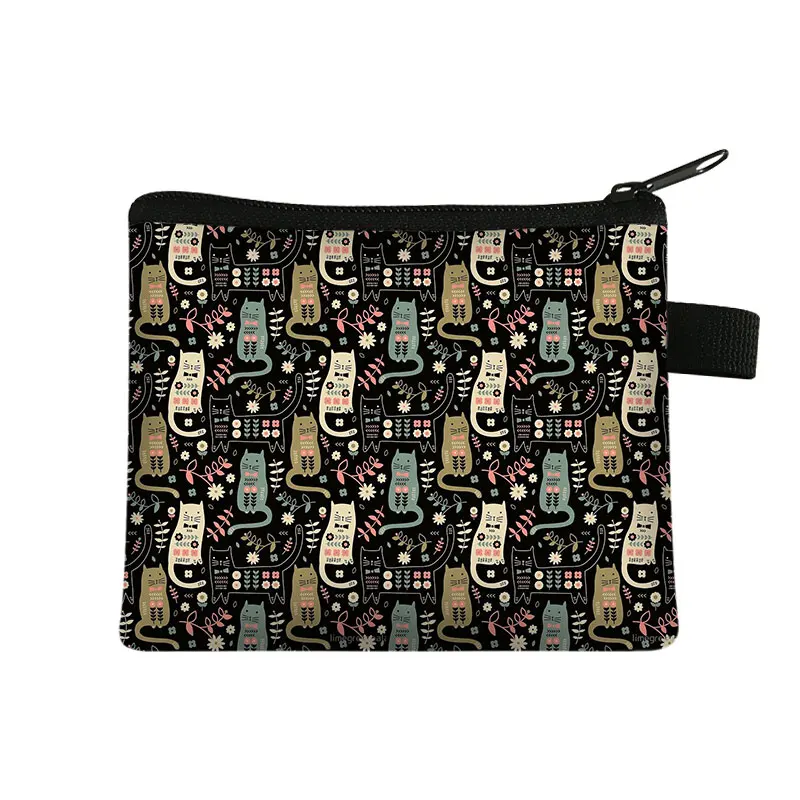 Simpatico gattino gatti/cuccioli stampa portamonete per adolescenti borse da scuola per bambini bambini donne per viaggio borsa portamonete d'argento portatile: lqbxchongwu01