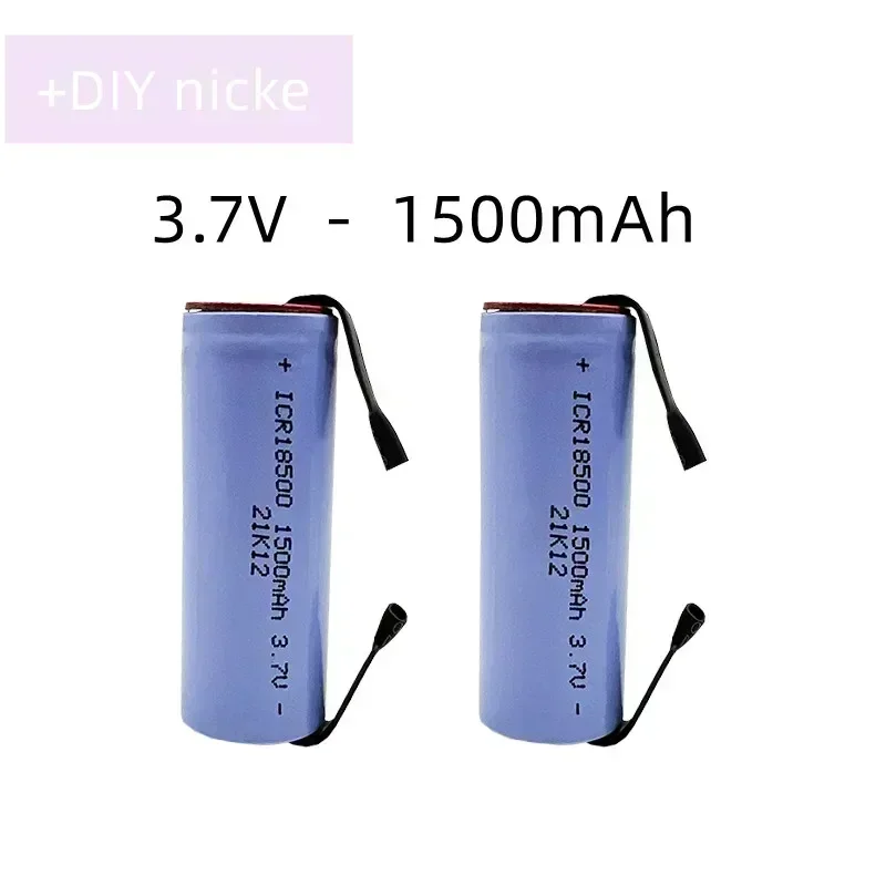 18500 Genopladeligt Lithium-Ion Batteri 1500mAh 3.7V med Nikkelark