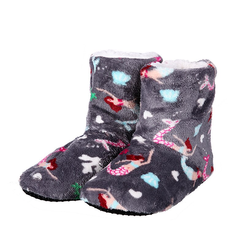 Glglgege Fish Women Shoes Winter Fish Slippers Lady Slip On Plush Keep Warm Indoor Slippers Multi-color optional: Gray / 37