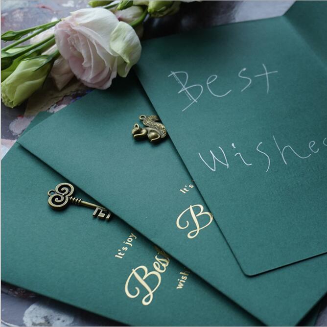 10pcs/lot Retro Metal Envelope Card Birthday Message Papers Card Year Greeting Wishes Postcard Valentine's Day Card