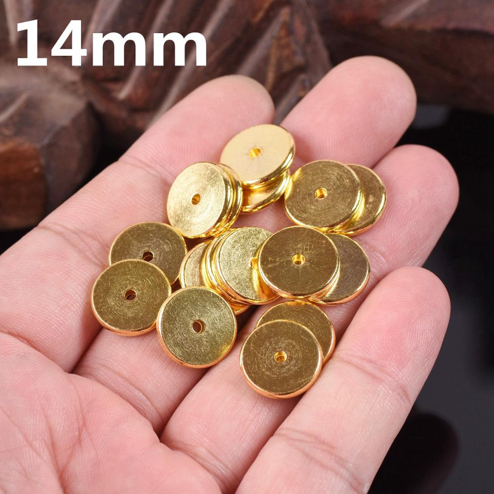 Solide Durcheinander Metall Gold Flache Runde bilden 4mm 6mm 8mm 10mm 12mm 14mm verlieren Abstandshalter Perlen viel für Schmuck, sterben DIY Erkenntnisse