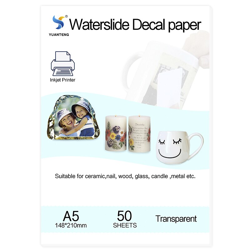 Papier Transparent A5 pour imprimante à jet d&#39;encre, 50 feuilles de papier à décalcomanie, impression par transfert d&#39;image Premium pour tasses: Default Title
