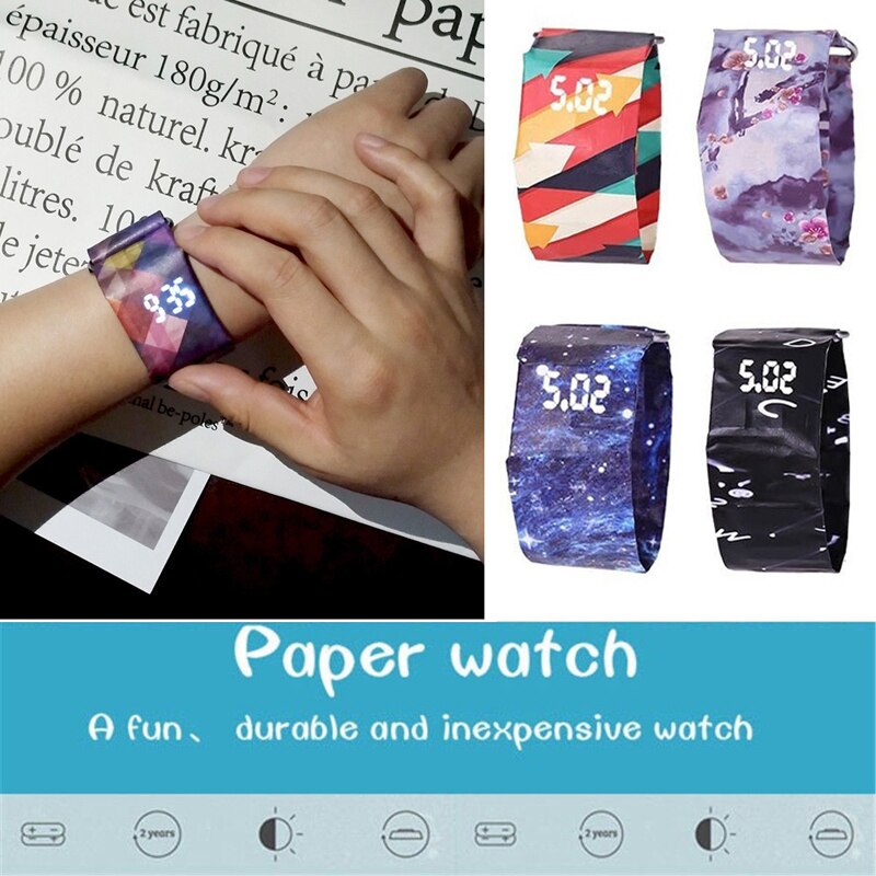 Kreative Papier Uhr LEDClock Tyvek Wasserdichte Zeitung Strap Digitale Uhren Sport Uhr Relogio Feminino Paar Uhr Unisex