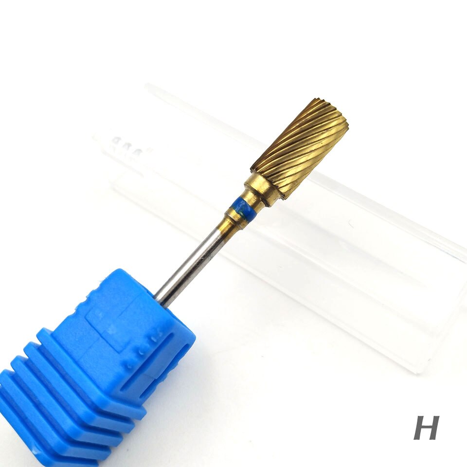 HYTOOS 9 tipos de brocas de carburo de tungsteno dorado, brocas rotativas para manicura, herramientas para uña accesorios, Cutter-HY10 de fresado: H