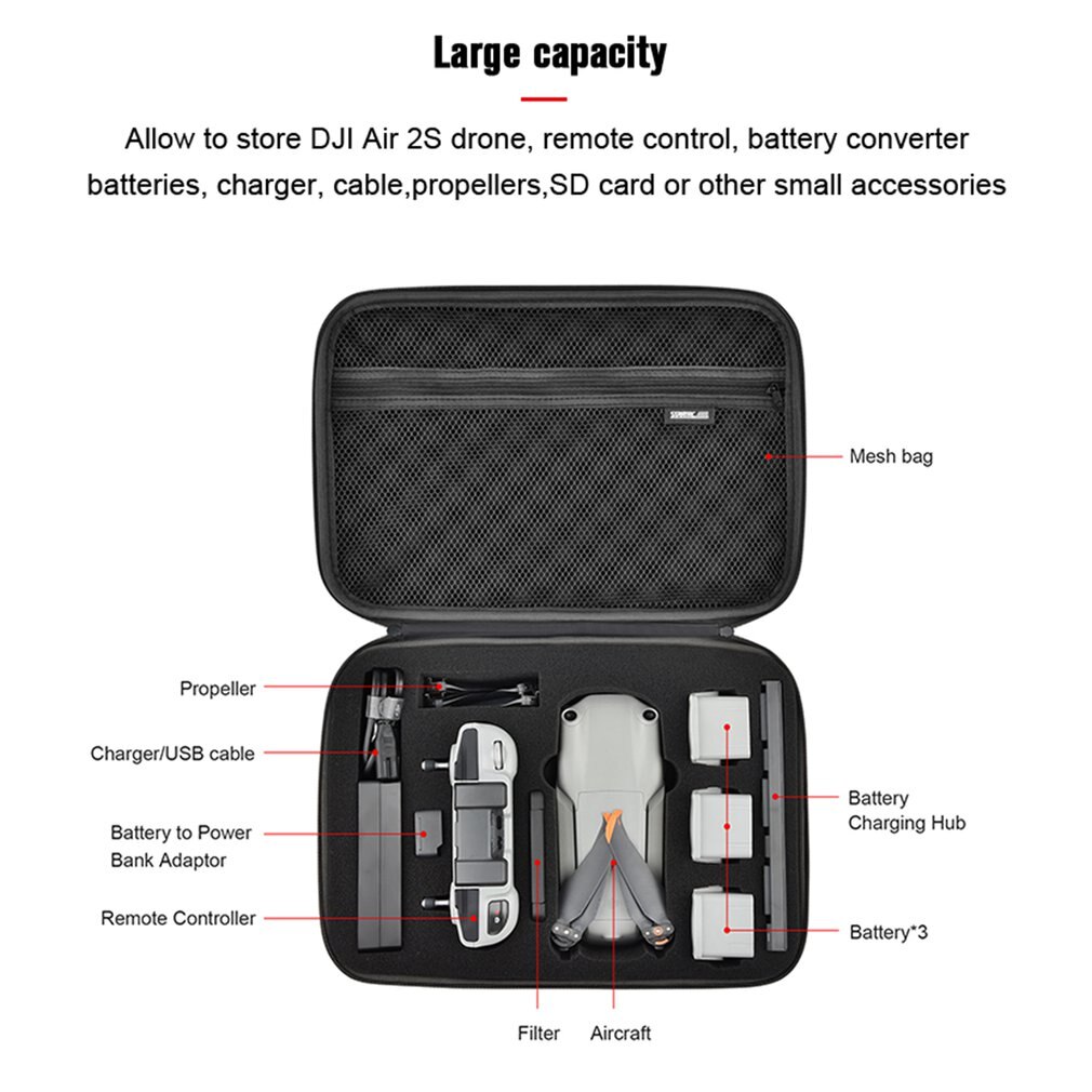 Voor Mavic Air 2 / Air 2S Grote Capaciteit Opbergtas Waterdichte Draagtas Draagbare Reizen Handtas Schoudertassen voor