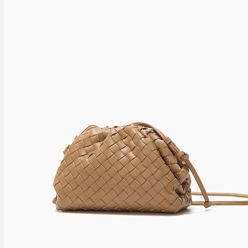 Weave Lederen Wolken Knoedel Tas Dames Mini Schouder-Messenger Purse Handtas Hobo Tassen Voor Vrouwen Zachte Clutch