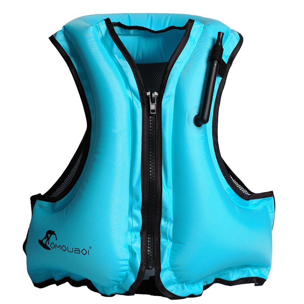 Svømning redningsvest voksen oppustelig svømmevest redningsvest snorkling flydende surfing vandsport livreddende jakke: Blå