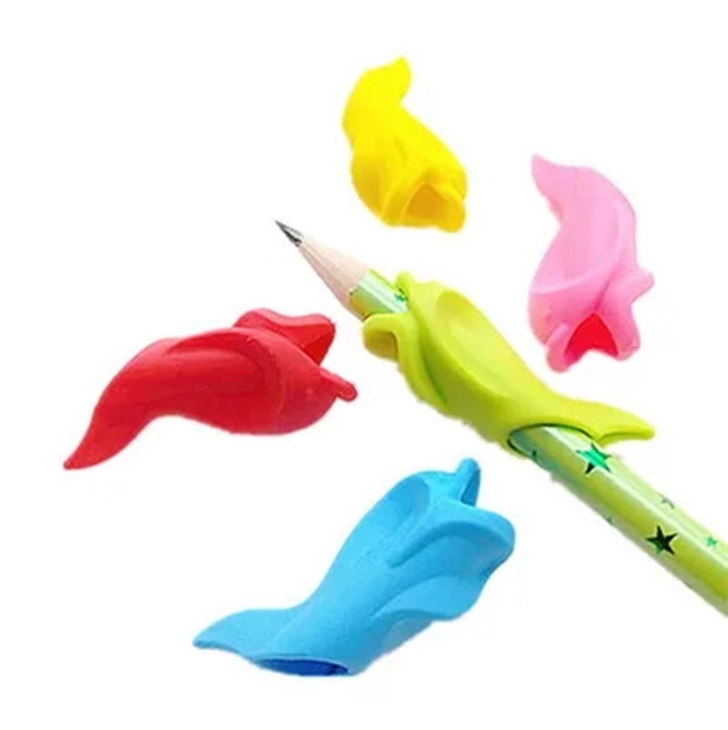 20 impugnature per matita in silicone a forma di delfino, anelli per penna antiscivolo stile pesce per studenti, bambini, scrittura a mano, correzione della postura