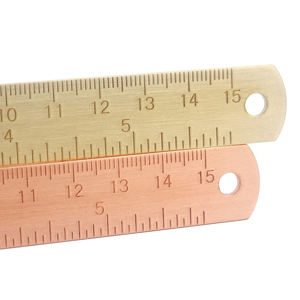 Marcapáginas de latón de 15Cm, regla recta de medición de oro rosa para escuela, papelería, herramientas de dibujo de pintura de Metal, 1 ud.