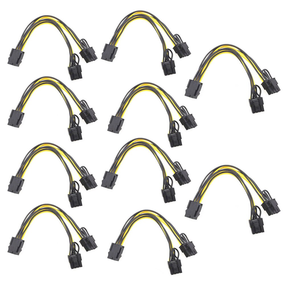 5/10pcs PCI-E 6-pin to Dual 6+2-pin (6-pin/8-pin) Power Splitter Cable Graphics Card 6Pin to Dual 8Pin PCIE PCI Power Cable: 10PCS