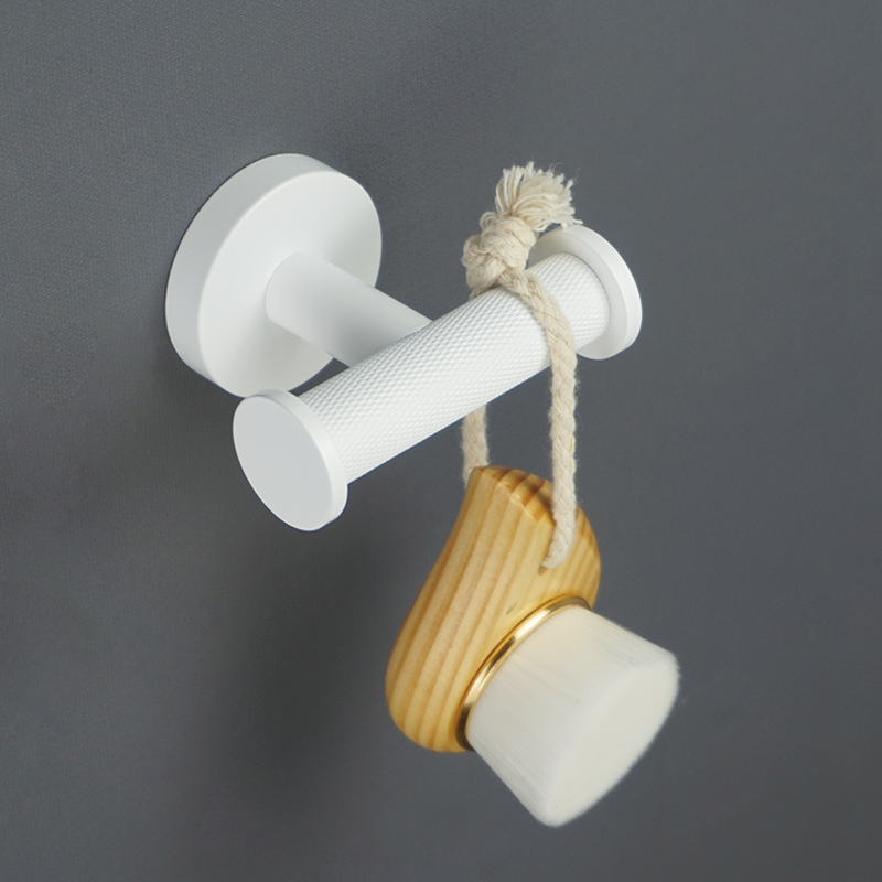 Juego de accesorios de baño blanco mate, soporte de toalla de baño, soporte de papel, gancho para bata, cepillo de inodoro, jabonera, estante de toalla
