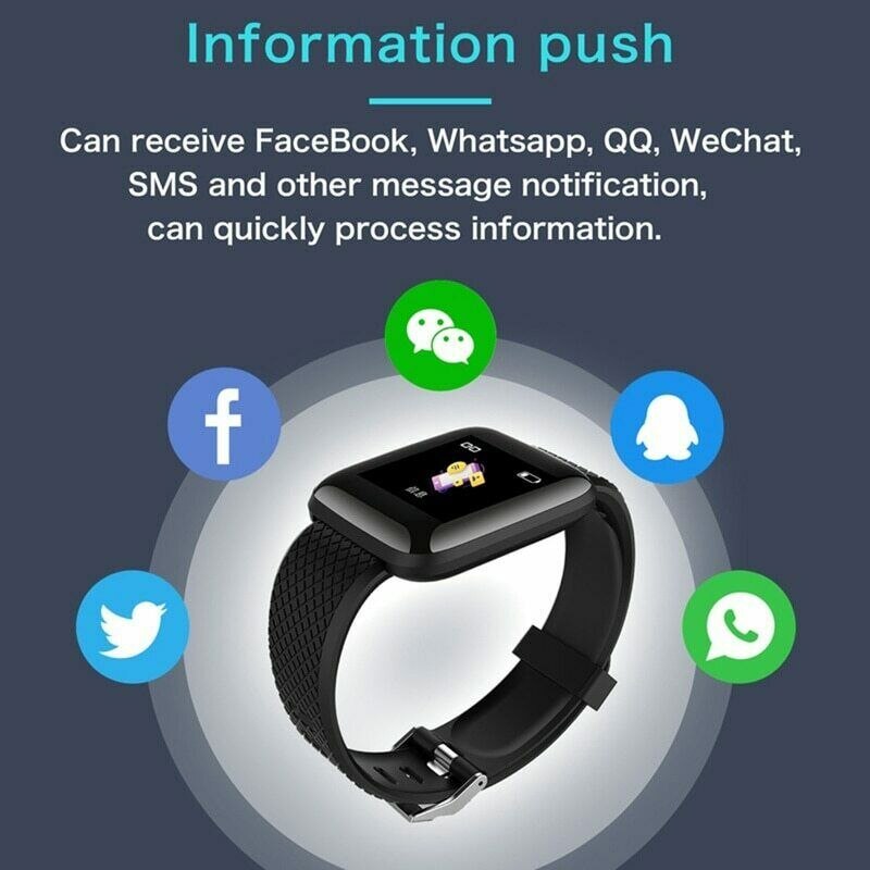 116 PLUS Color Screen Smart Watch Heart Rate Blood Pressure Waterproof Fitness Tracking Watch AIA99