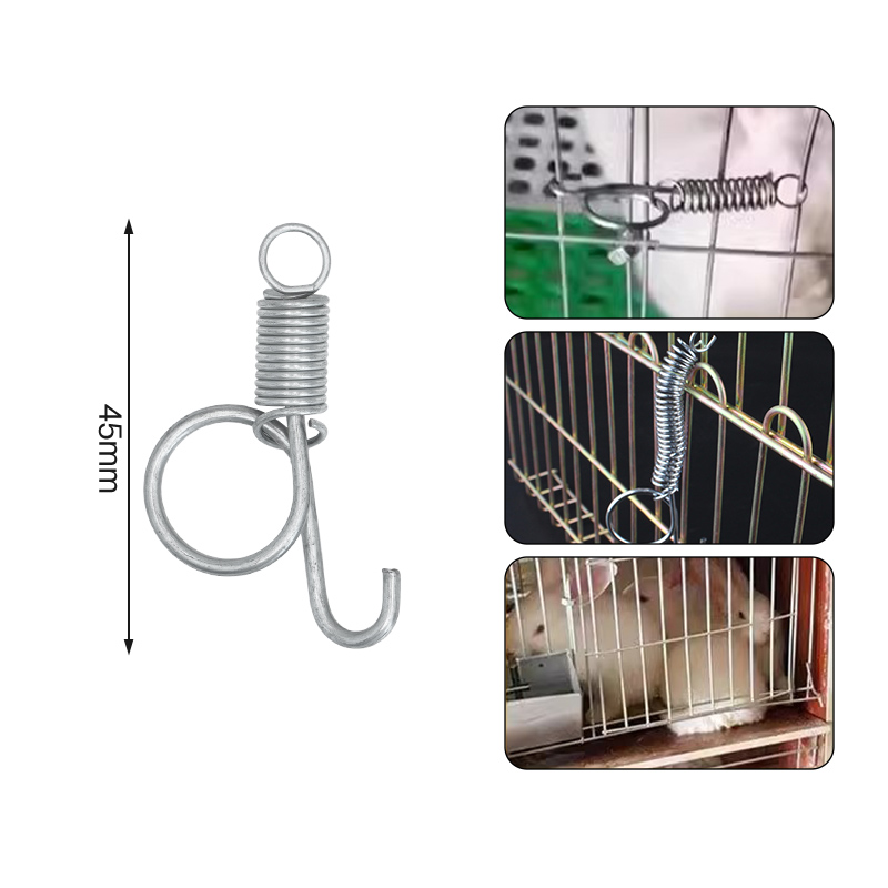 4/8Pcs Multifunctionele Lente Dierenkooivergrendelingen Lock Lente Konijn Kooi Deur Trekveer Met Haak Voor Het Bevestigen Van Alle Huisdieren Kooien: M / WHITE