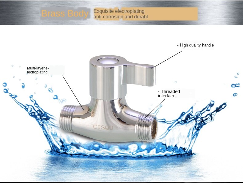 1/2IN Thread inner and outer wire straight valve brass angle valve open valve DN15 water pipe valve switch