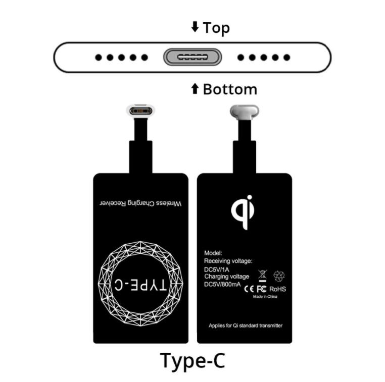 Voor Iphone 7 6 6s Plus Se 5 5s Qi Draadloze Oplader Ontvanger Opladen Adapter Voor Samsung Note 4 5 S4 S5Android Micro Usb Inductie: Type C
